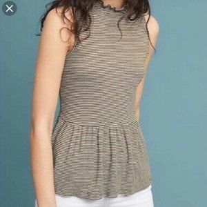 ANTHROPOLOGIE Peplum Striped Sleeveless Top